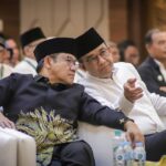 Paslon Capres-cawapres nomor urut 1, Anies Baswedan dan Muhaimin Iskandar alias Cak Imin, pada acara Deklarasi Dukungan Keluarga Besar HMI kepada Anies-Cak Imin, di Lippo Kuningan, Jakarta Selatan, Rabu (27/12/2023).