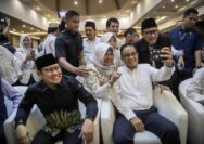 Paslon Capres-cawapres nomor urut 1, Anies Baswedan dan Muhaimin Iskandar alias Cak Imin, pada acara Deklarasi Dukungan Keluarga Besar HMI kepada Anies- Cak Imin, di Lippo Kuningan, Jakarta Selatan